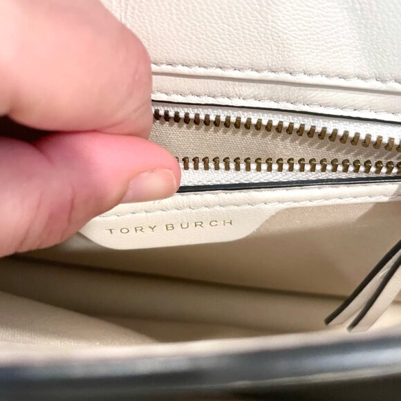 Tory Burch Gemini Link Chain Embossed Medium Shoulder Bag Natural Snakeskin - Picture 9 of 12